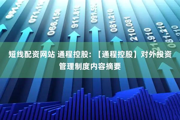 短线配资网站 通程控股: 【通程控股】对外投资管理制度内容摘要
